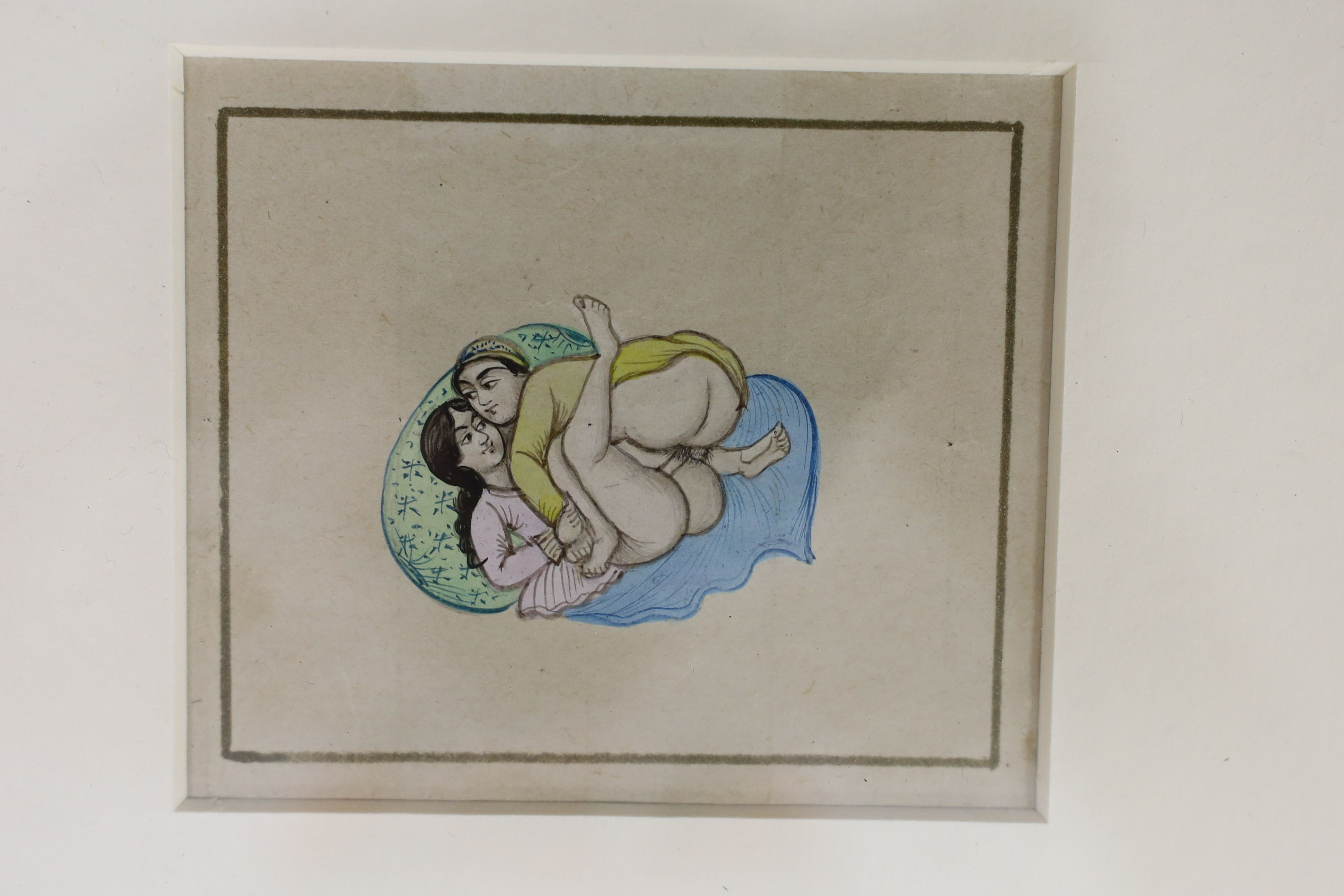 Indian School, set of ten ink and watercolour erotic studies, largest approx. 7 x 8cm
